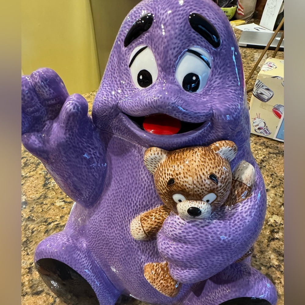 VTG '97 McDonald's Grimace Ceramic Cookie Jar in Box Treasure Craft